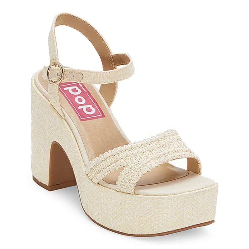 Sandals-Platform 11 M Y2K White Chunky Block High Heel Ankle Textured Shoes New